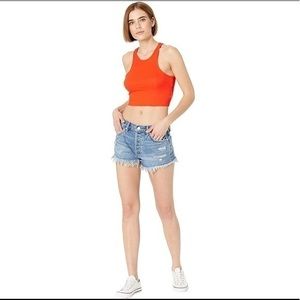 Free People High Neck Ribbed Crop Top